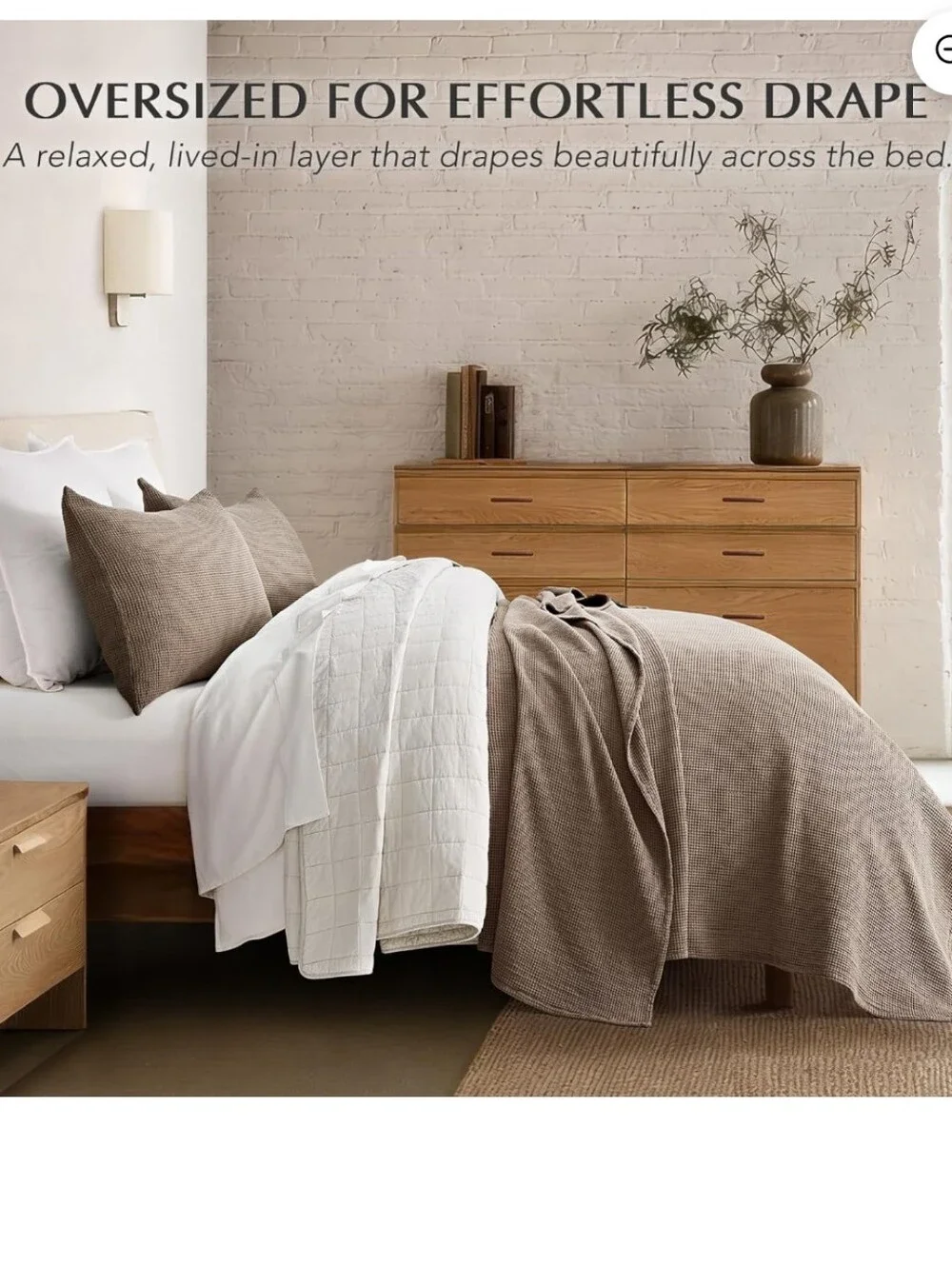 EverGrace 100% Cotton Waffle Bed Blanket Queen Soft Premium Cotton Coverlet New
